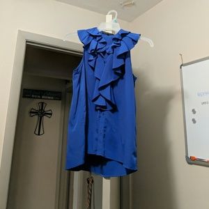 Royal blue ruffle blouse great condition